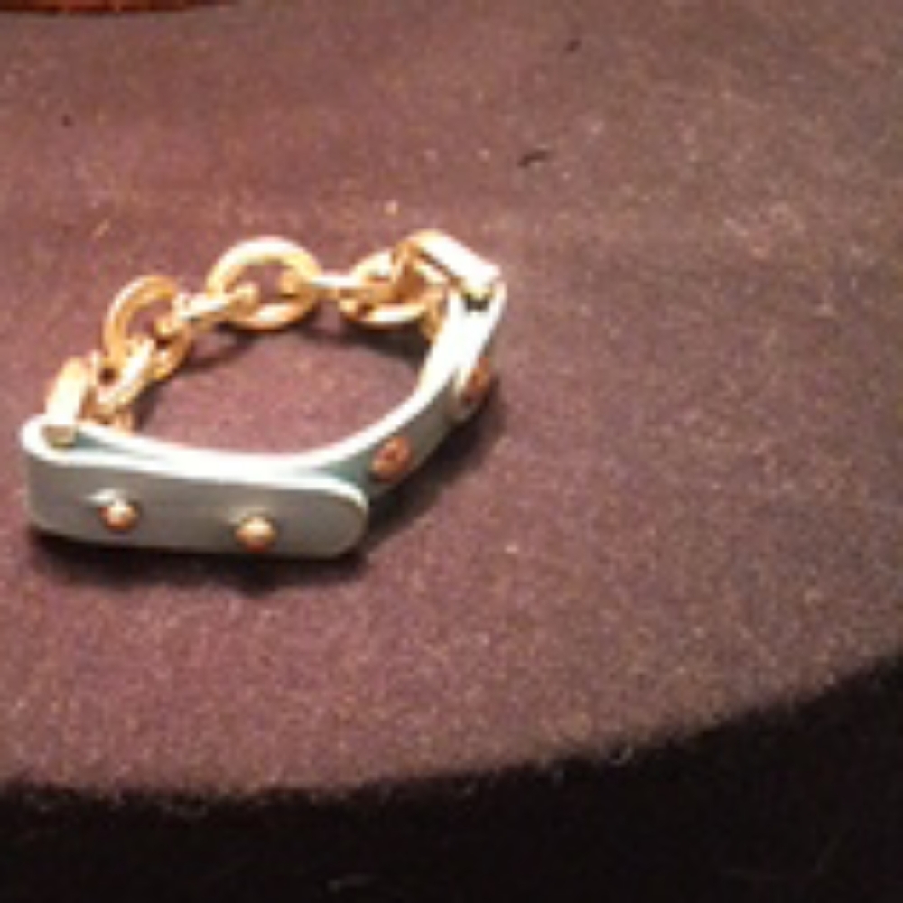 Blue leather N chains bracelet